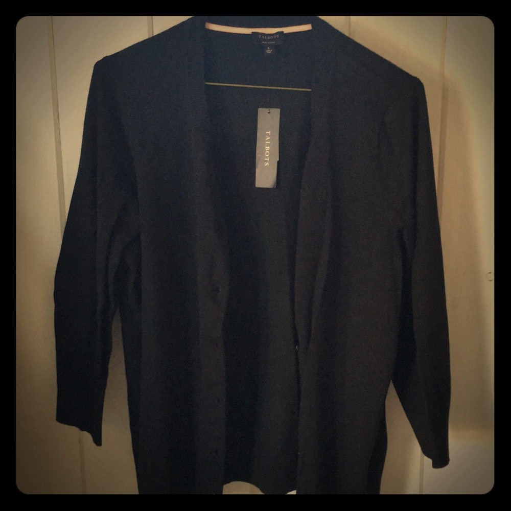 Black button cardigan, Talbots, NWT